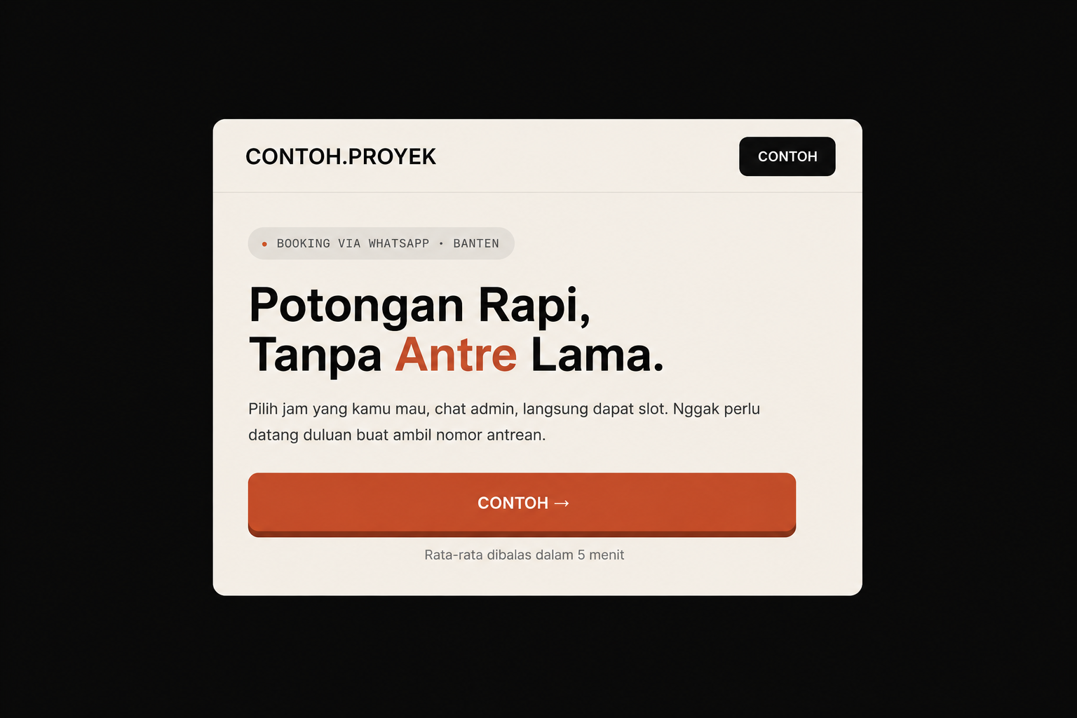 Screenshot Contoh Proyek Landing Page